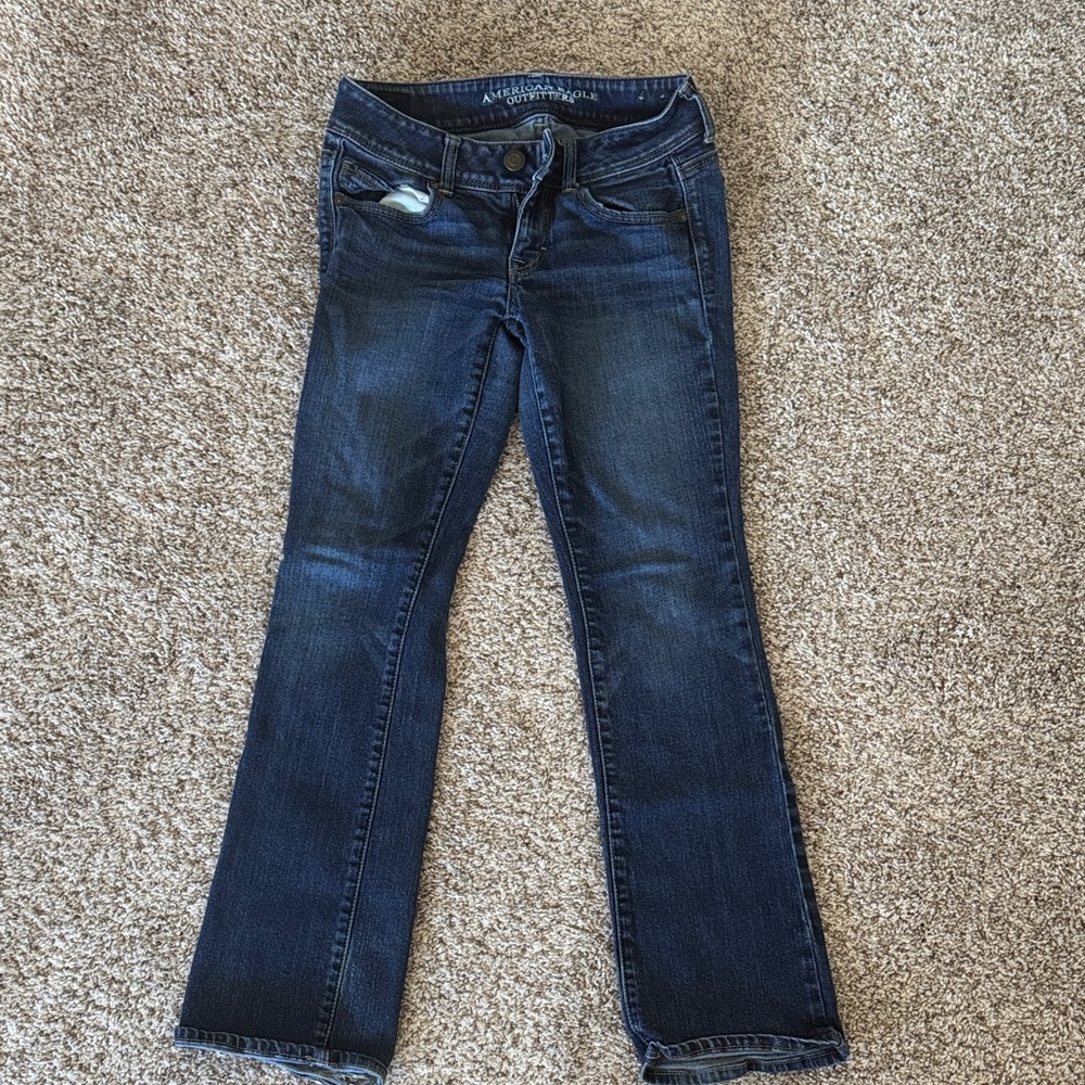 Dark Indigo American Eagle Women's Boot Cut Jeans- 2 Short